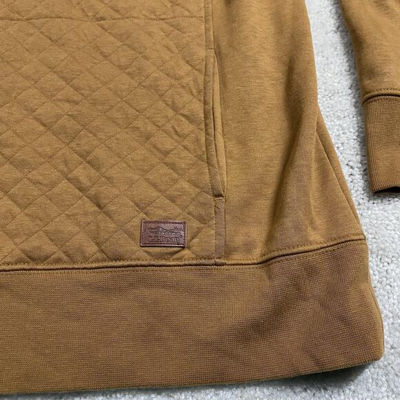 L.L.Bean Quilted Quarter Zip Pullover Mens L Brown Tan Sweatshirt Kangaroo - Picture 2 of 8